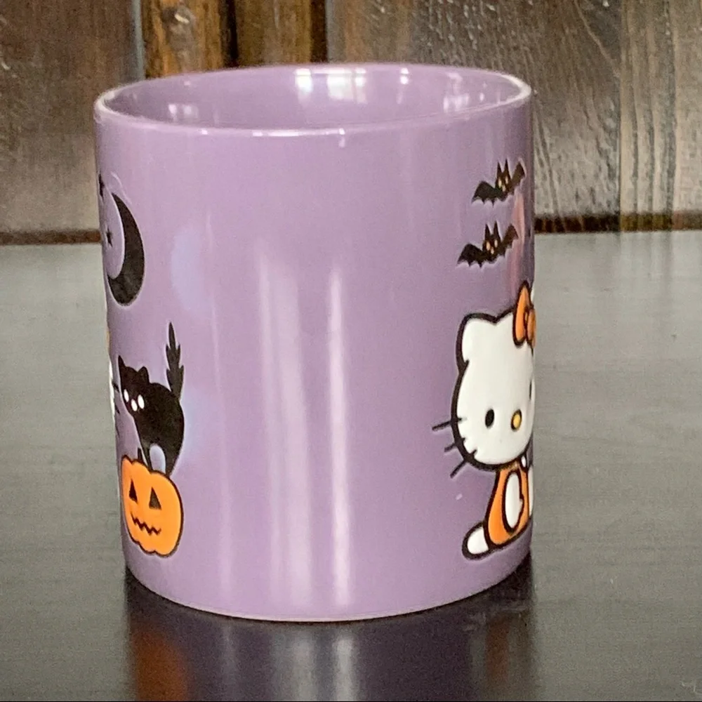 Hello Kitty Purple Halloween Mug - Black Cat Jack O’ Lantern Bats - Picture 9 of 11